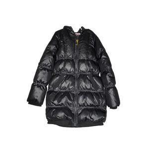 Juicy Couture Girls Black Down Puffer Coat 80/20 Jacket Size 10 Y2K Hooded Parka